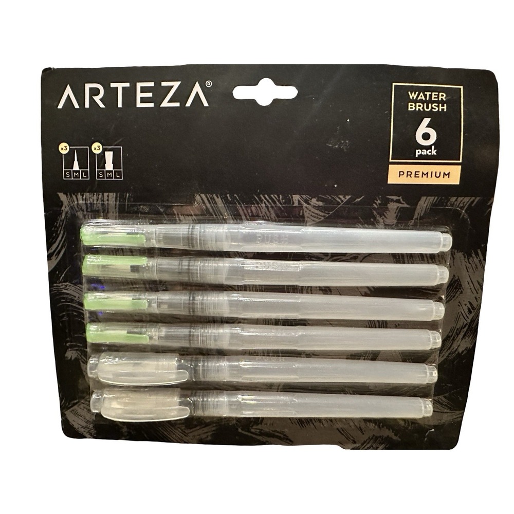 Arteza Water Brush Pens - Set of 6 NOS In Original Sealed‎ Package
